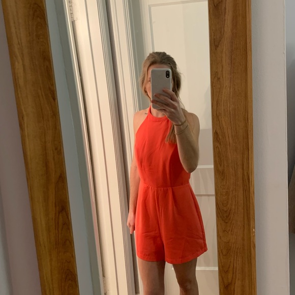 Neon Pink Backless Romper - Picture 5 of 5